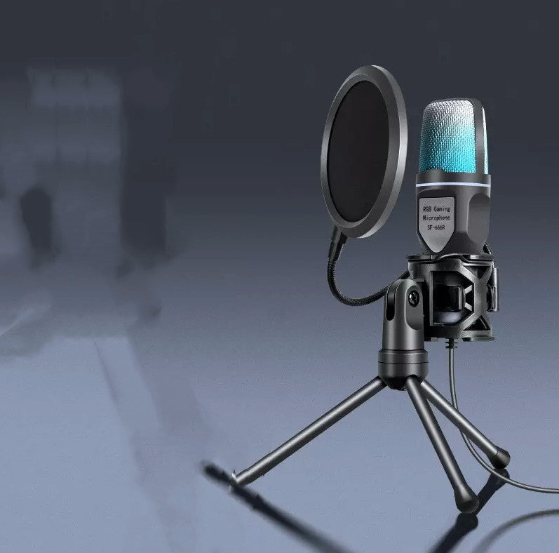 RGB Lighted Desktop Gaming Microphone with Noise Reduction