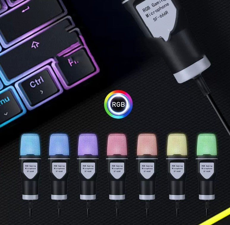 RGB Lighted Desktop Gaming Microphone with Noise Reduction