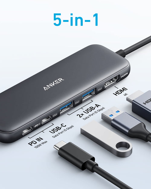 Anker 332 USB-C Hub — 5-in-1 Desk Connectivity